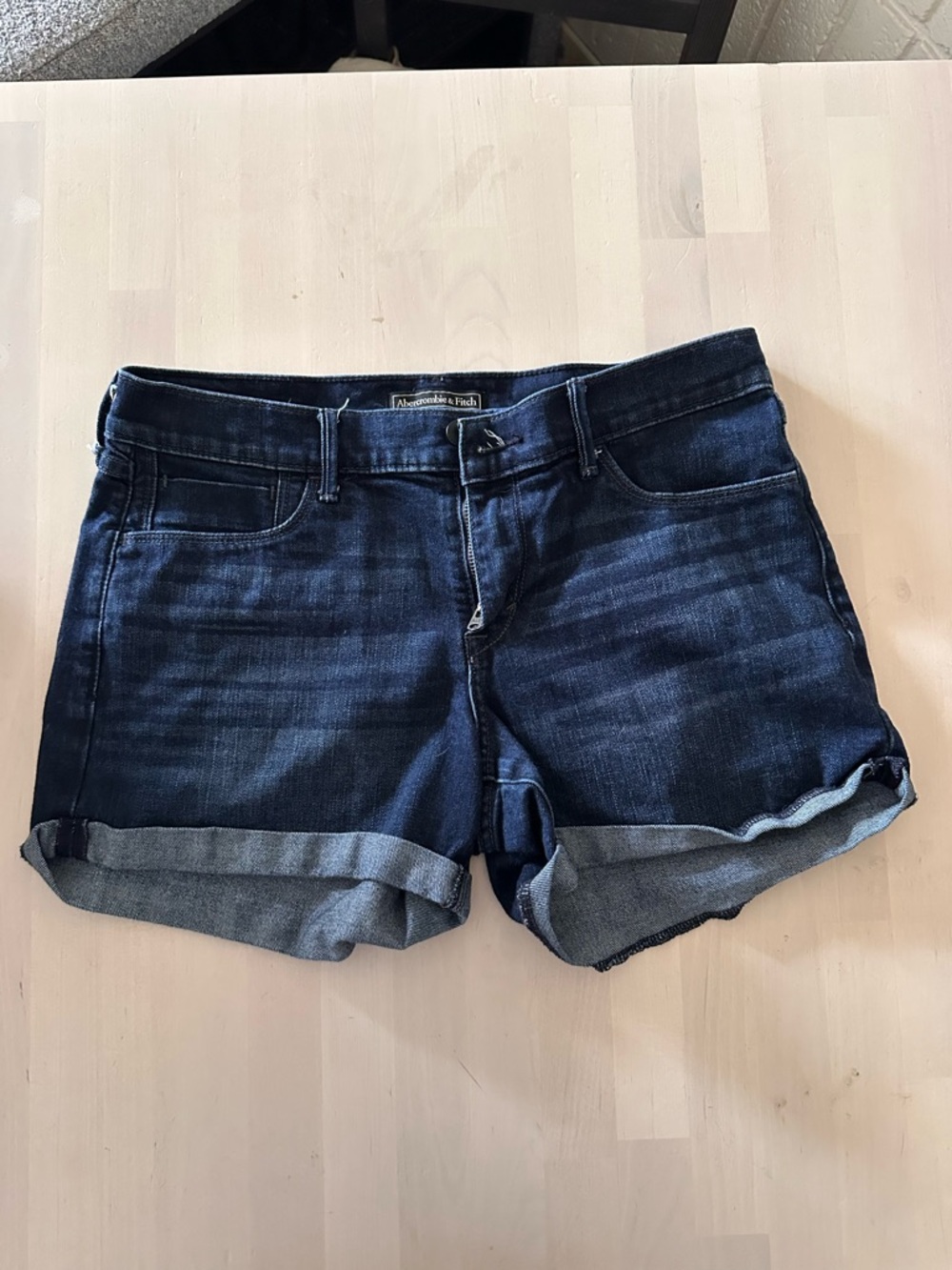 Abercrombie & Fitch Dark Indigo Roll-Cuff Jean Shorts